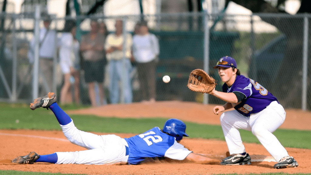 Playing baseball