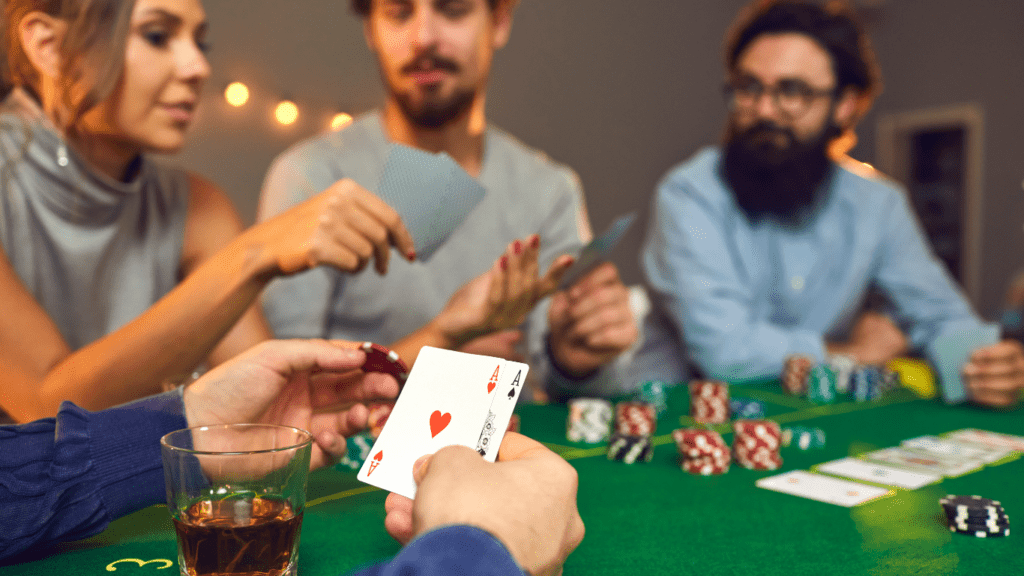 Group of friends playing poker