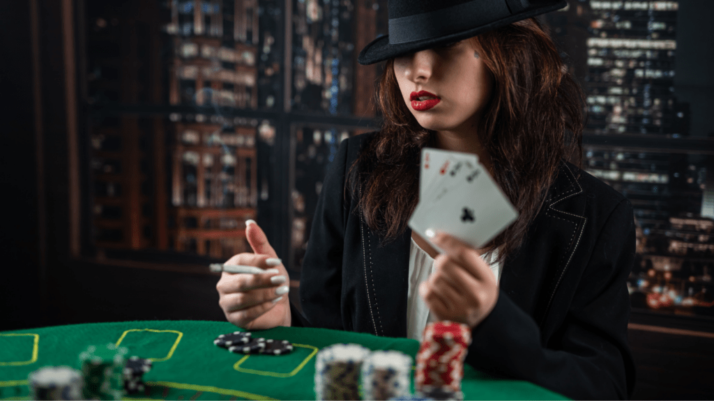 Woman playing poker