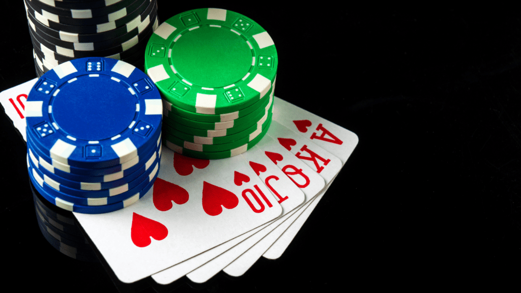 Playing cards and and casino chips